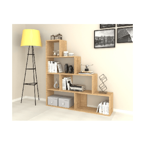 HOMCOM Mobile Libreria a Scala con 3 Mensole e Armadietto, Scaffale Moderno  Stile Nordico in Legno, 60x40x171cm, Rovere e Bianco Armadietto Legno