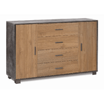 Credenza 2 Ante 4 Cassetti Mobile Madia Nero Noce Contenitore Salotto