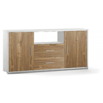 Credenza Contenitore Bianco Noce Mobile 2 Ante con 2 Cassetti Legno Tv