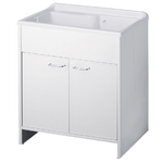 Mobile Lavatoio Bianco 80x50 cm in Resina da Esterno Lavanderia con Sifone