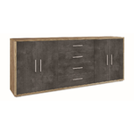 Credenza Armadio 4 Ante 4 Cassetti Noce Nero 200 cm Basso in Legno Tv