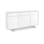 Mobile Credenza Madia 3 Ante 3 Cassetti Bianco Lucido Ossido da Soggiorno