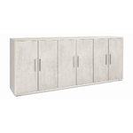 Credenza Armadio Basso Legno Mobile 6 Ante 200 Bianco Ripiani TV Moderno