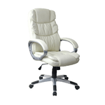 Sedia da Ufficio Beige Direzionale Ruote Imbottita Braccioli Poltrona Ergonomica