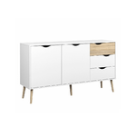 Credenza Bianca Moderna 2 Ante 3 Cassetti Rovere Mobile Madia Soggiorno Salotto