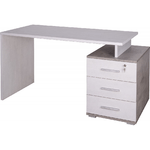 Scrivania 155 cm Ossido Bianco con Cassettiera Grande Ufficio Cameretta