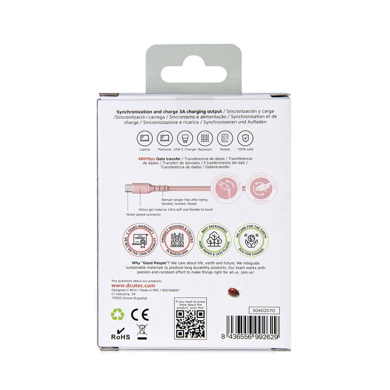 DCU-Advance-Tecnologic-30402070-cavo-USB-1-m-USB-2.0-USB-A-USB-C-Rosa