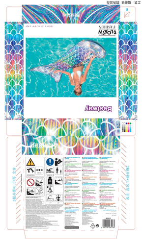 Bestway-43413-galleggiante-da-piscina-e-da-spiaggia-Multicolore-Fantasia-PVC-Materassino-galleggiante