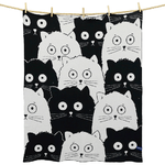 Coperta Culla Cotone Bio Black and White Cats