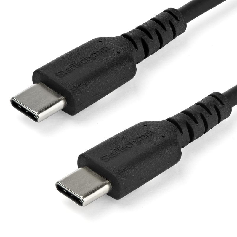 StarTech.com-Cavo-di-Ricarica-USB-C-da-1m---Resistente-Cavetto-USB-C-di-Ricarica-Veloce-e-Sync---USB-2.0-USB-Type-C---Rivestito-in-TPE-e-Fibra-Aramidica-M-M-60W-Nero-Samsung-Ipad-Pro--RUSB2AC1MB-