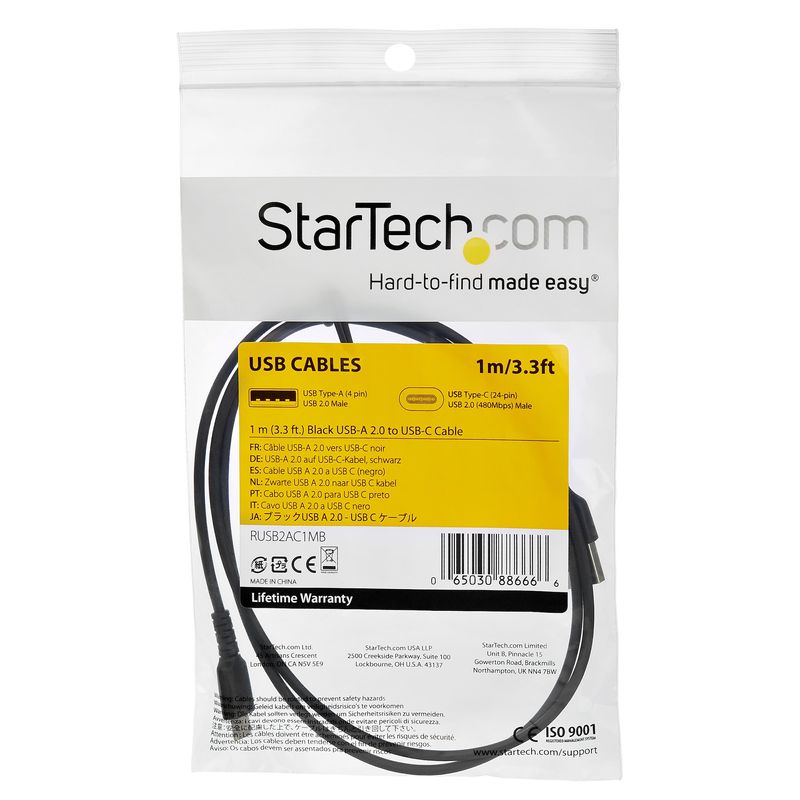 StarTech.com-Cavo-di-Ricarica-USB-C-da-1m---Resistente-Cavetto-USB-C-di-Ricarica-Veloce-e-Sync---USB-2.0-USB-Type-C---Rivestito-in-TPE-e-Fibra-Aramidica-M-M-60W-Nero-Samsung-Ipad-Pro--RUSB2AC1MB-