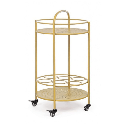 Carrello per bottiglie in acciaio Giallo Ocra