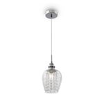 Lampadario-Contemporaneo-Blues-Metallo-Nichel-1-Luce-Diffusore-Vetro-Trasparente