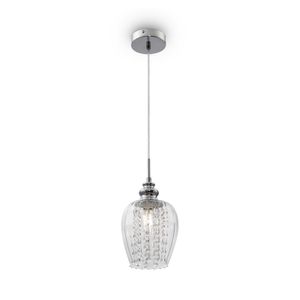 Maytoni Lampadario Contemporaneo Blues Metallo Nichel 1 Luce Diffusore Vetro Trasparente