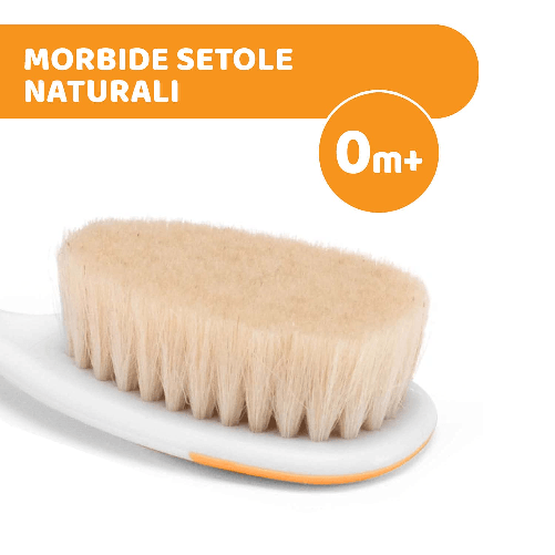 Chicco-Set-Spazzola-e-Pettine-Capelli-per-Bambini-Spazzola-Neonati-con-Morbide-Setole-Naturali-Pettine-con-Punte-Arrotondate-Impugnatura-Antiscivolo---Accessori-Neonato-0--Mesi-Arancione