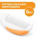 Chicco-Set-Spazzola-e-Pettine-Capelli-per-Bambini-Spazzola-Neonati-con-Morbide-Setole-Naturali-Pettine-con-Punte-Arrotondate-Impugnatura-Antiscivolo---Accessori-Neonato-0--Mesi-Arancione