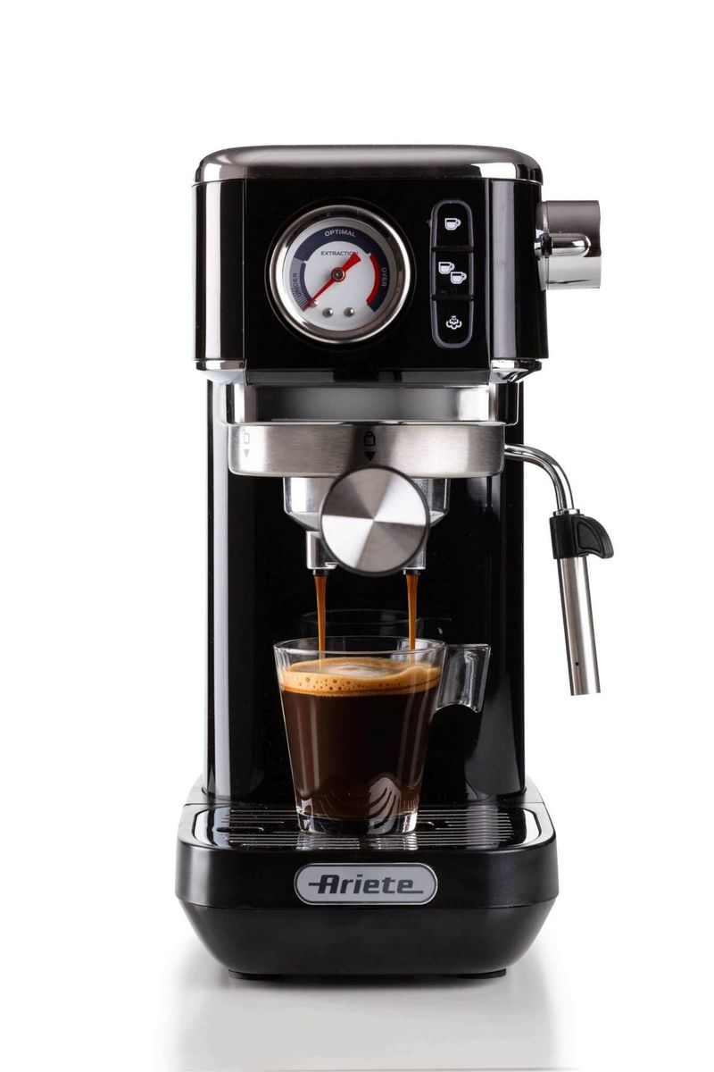 Ariete-1381-Macchina-da-caffe-con-manometro-compatibile-con-caffe-in-polvere-e-cialde-ESE-1300-W-Capacita-11-L-15-bar-di-pressione-Filtro-½-tazze-Dispositivo-Cappuccino-Nero