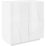 Credenza Bassa con 2 Ante Madia in Legno Bianco Lucido 80 cm