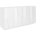 Mobile Basso 160 cm Credenza Bianco Laccato Madia in Legno con 4 Ante