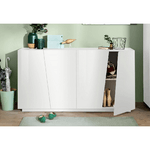 Mobile Madia Moderna 160 Credenza con 4 Ante per Soggiorno Bianco Lucido