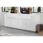 Credenza Moderna per Soggiorno con 4 Ante Mobile Basso Bianco Lucido