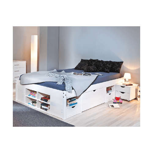 Letto alla Francese 140x190 Bianco Rete a Doghe con Cassetti una piazza e  mezzo - PagineGialle Shop