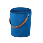 Pouff Contenitore Blu Tondo Puff Portaoggetti Sgabello con Maniglia