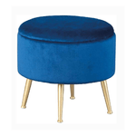 Pouff Contenitore Rotondo in Velluto Blu Puff Sgabello Poggiapiedi Pouf Divano