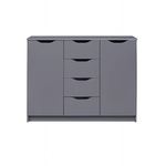 Credenza Mobile Basso Grigio con 2 Ante e 4 Cassetti da Cucina o Salone