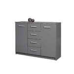 Mobile Grigio Credenza Cucina Bassa Ante Cassetti Moderna da Soggiorno Ingresso