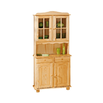 Mobile Alto Credenza Vetrina 2 Ante 2 Cassetti Pino da Soggiorno Cucina Rustico