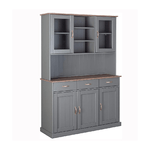 Credenza Grigia Alta Mobile 3 Ante con Cassetti Vetrina Cucina Contenitore Legno