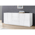 Credenza con 4 Ante e 3 Cassetti Bianco Lucido Madia per Soggiorno