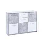 Mobile Credenza Buffet Moderna Bianco Cemento con Ante Cassetti Dispensa Salotto