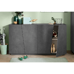 Mobile Madia Antracite Moderna 160 cm Credenza con 4 Ante per Soggiorno