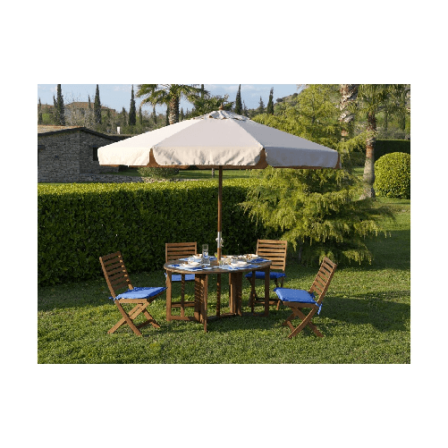 Ombrellone in Legno Rotondo 3 Metri Palo Centrale da Terrazzo Giardino Manovella