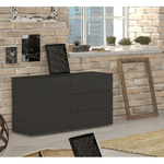 Credenza Antracite Lucida 110 cm Mobile Madia con 3 Cassetti e 1 Ante