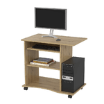 Kit Scrivania Porta Pc Noce Cameretta Moderna in Legno Tavolo con Ruote Cassetto