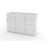 Madia a 2 Ante e 4 Cassetti Credenza in Legno Mobile Bianco da Ingresso