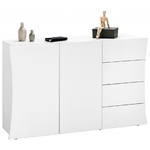 Credenza Mobile Bianco Lucido con 4 Cassetti e 2 Ante Madia Moderna