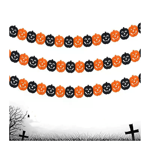 3 Festoni addobbi di Halloween ghirlanda 2,75 metri zucche di carta per feste