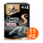 Sheba Creamy Snacks al salmone Stick Cremosi per Gatti 11 pacchi da 4 snack 12g