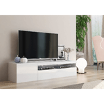 Mobile Bianco Moderno Porta TV 150 Basso Soggiorno con Anta Ribalta Legno