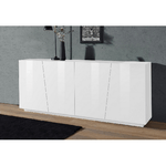 Mobile Credenza Moderna 200 cm Basso con 4 Ante per Soggiorno Bianco Lucido