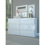 Credenza Orizzontale con 6 Cassetti Bianco Lucido per Soggiorno Madia