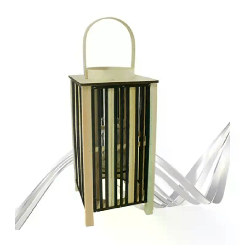 Lanterna porta candela in legno bamboo Portatile campeggio lampada 42x20 cm