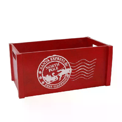 Cassetta cassettina porta oggetti in legno Natalizia rossa 14X28X18 cm natale