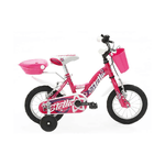 Bicicletta 12 Pollici da Bambina Rosa con Rotelle Pedali Cestino Bici per Bimbe