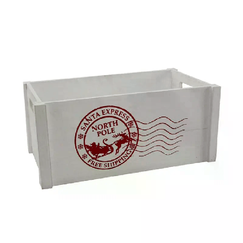 Cassetta cassettina porta oggetti in legno Natalizia bianca 14X28X18 cm natale