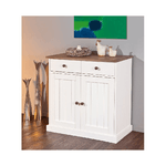 Mobile Credenza 2 Ante 2 Cassetti Bianco Noce Madia Dispensa Buffet da Cucina